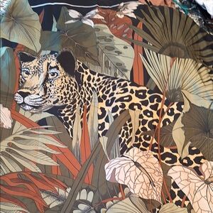 Leopard Print Scarf with Jungle Motif